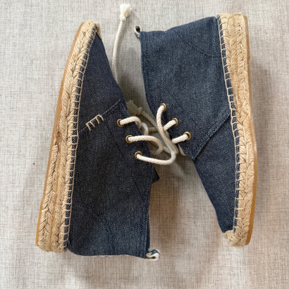 Soludos Espadrille Shoes Womens 8 Chukka Lace Up Coastal Boho denim chambray